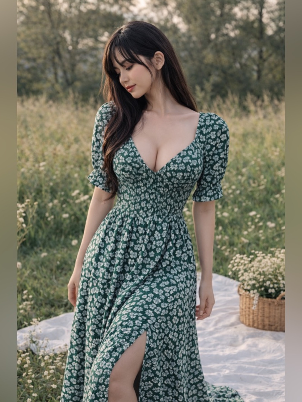 Abercrombie Garden Walks & Cottagecore Blooms smocked puffed slv maxi dress